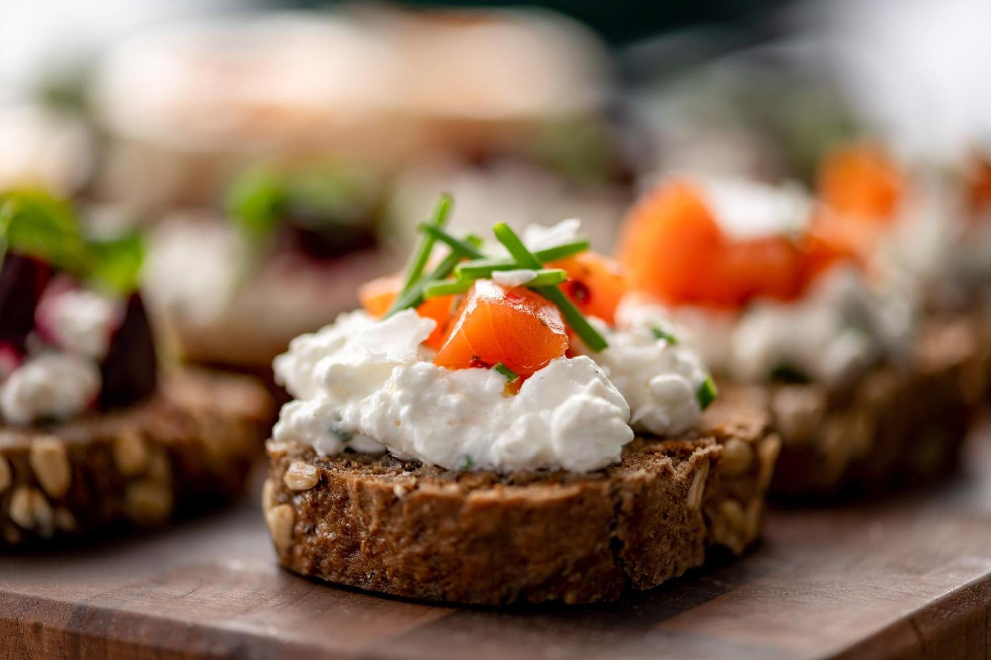 The Westin Grand Munich Hotel Exterior photo Goat's cheese on a slice of bread